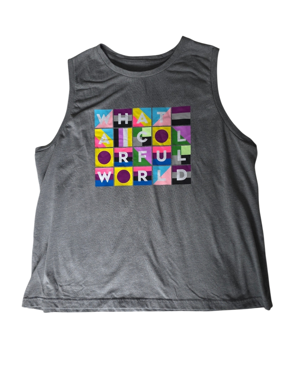Target Gray Tank Top with Colorful Block Pride Graphic